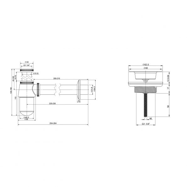 washbasin outlet Drainage System 182103005